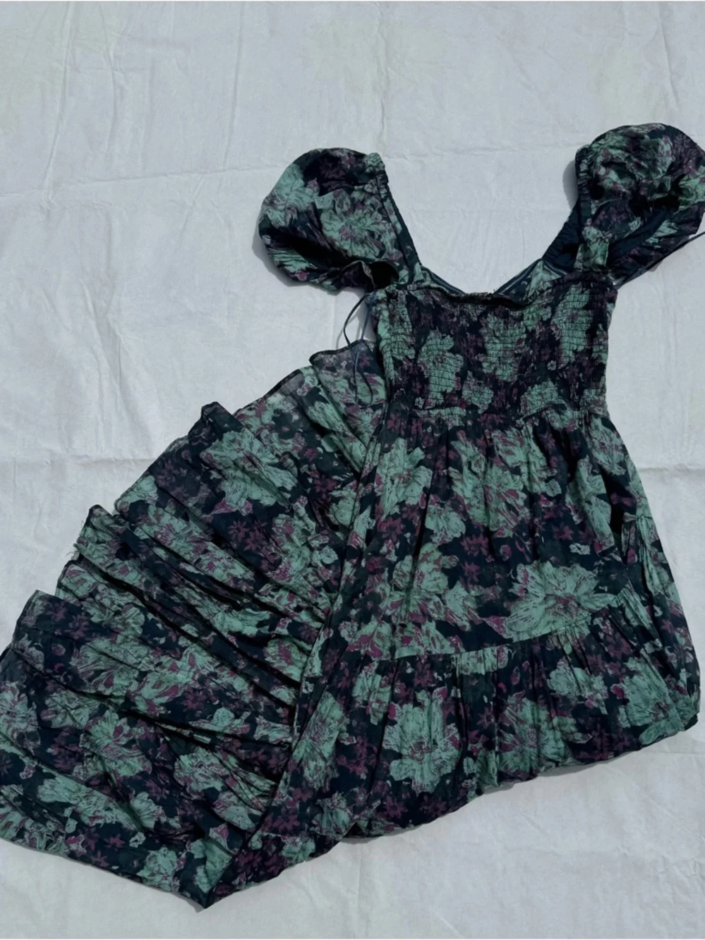 Free People Maxi Dress with Green and Purple Floral Print - Picture 2 of 4